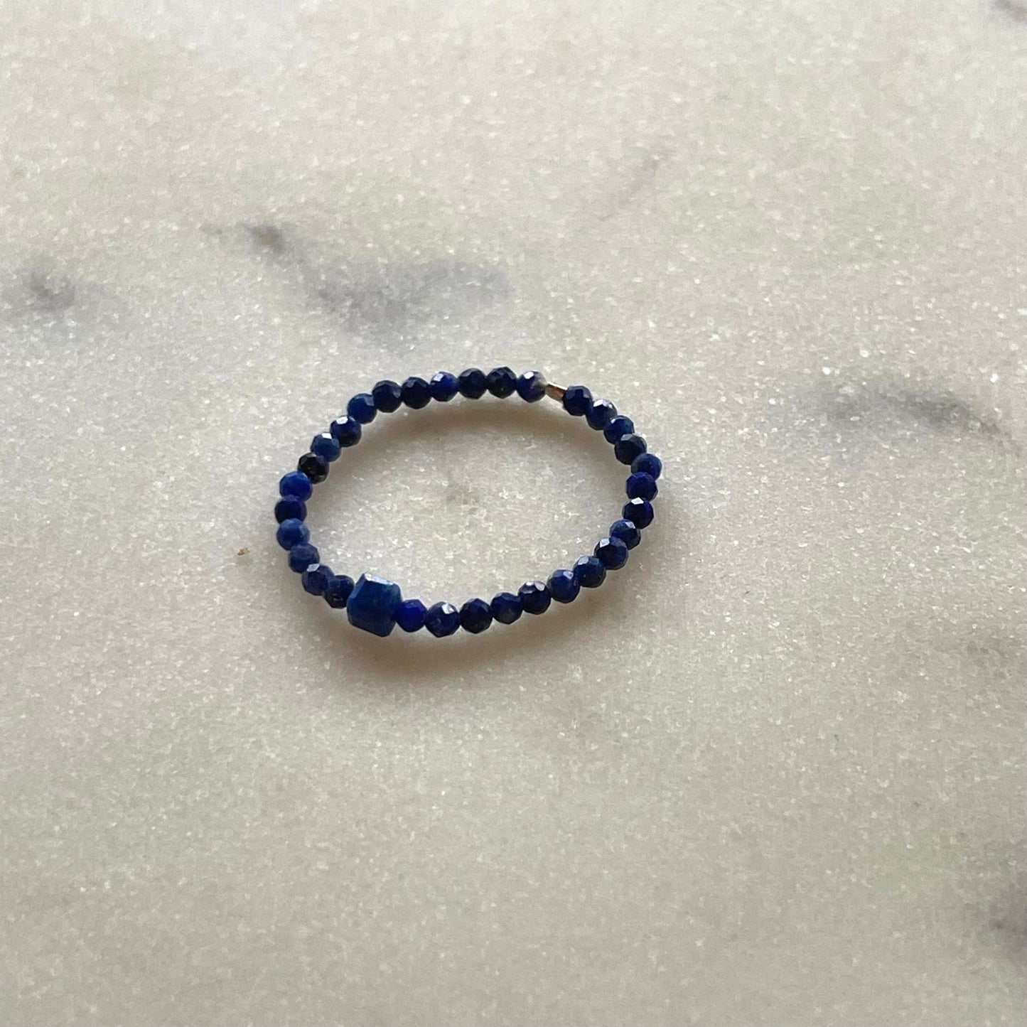 Lapis Lazuli Gemstone Beaded Ring