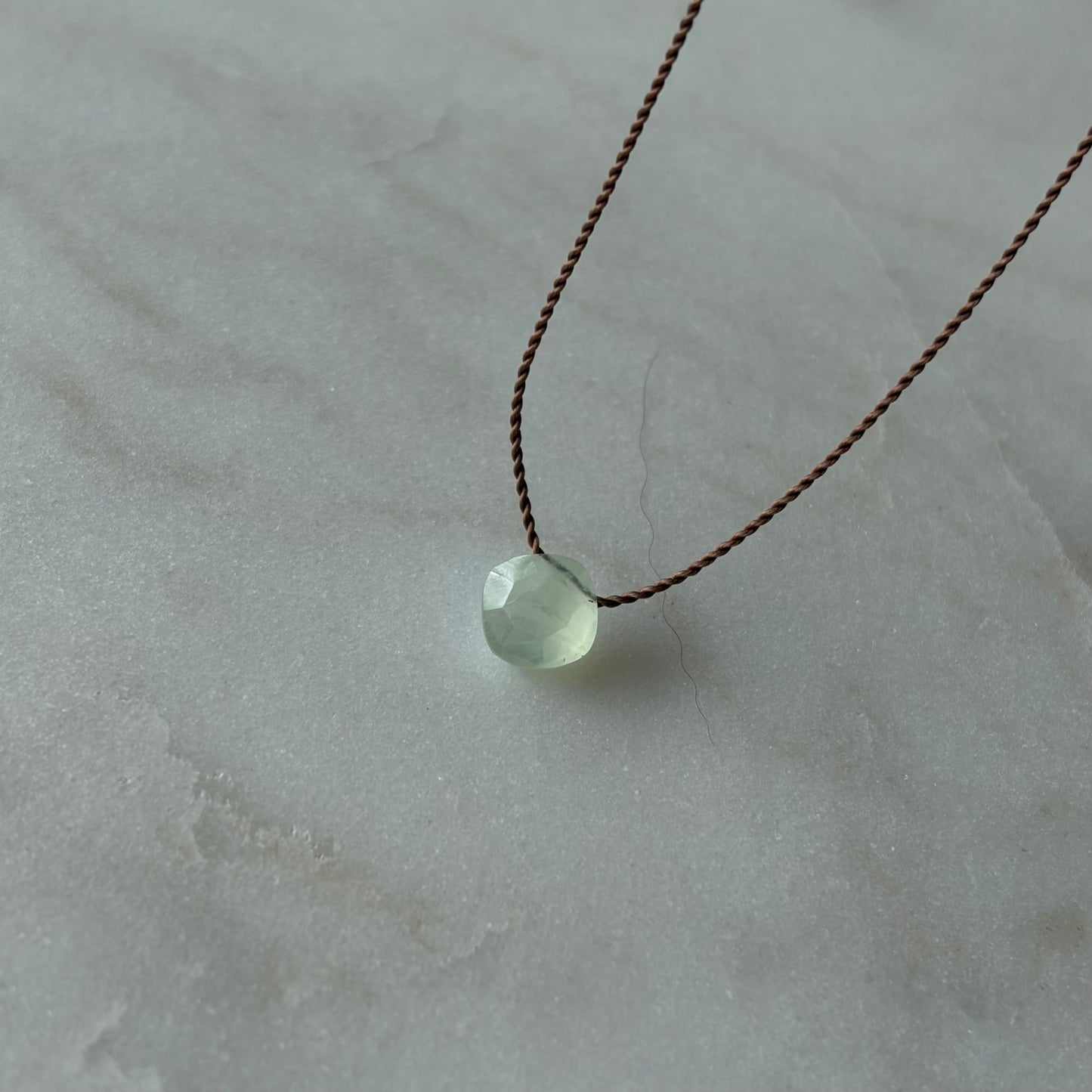 Prehnite Gemstone Necklace, Green Crystal Necklace, Delicate Yoga Necklace, Jewelry Gift for Her, Soulsilk Jewelry