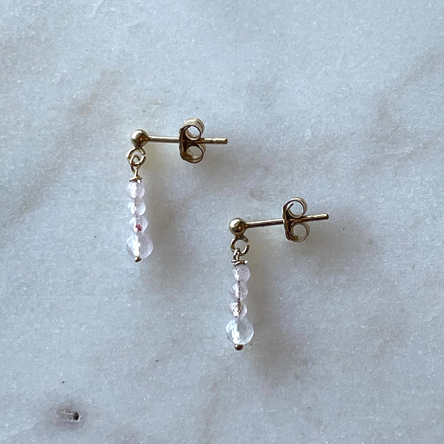 Rose Quartz Beaded Drop Earrings