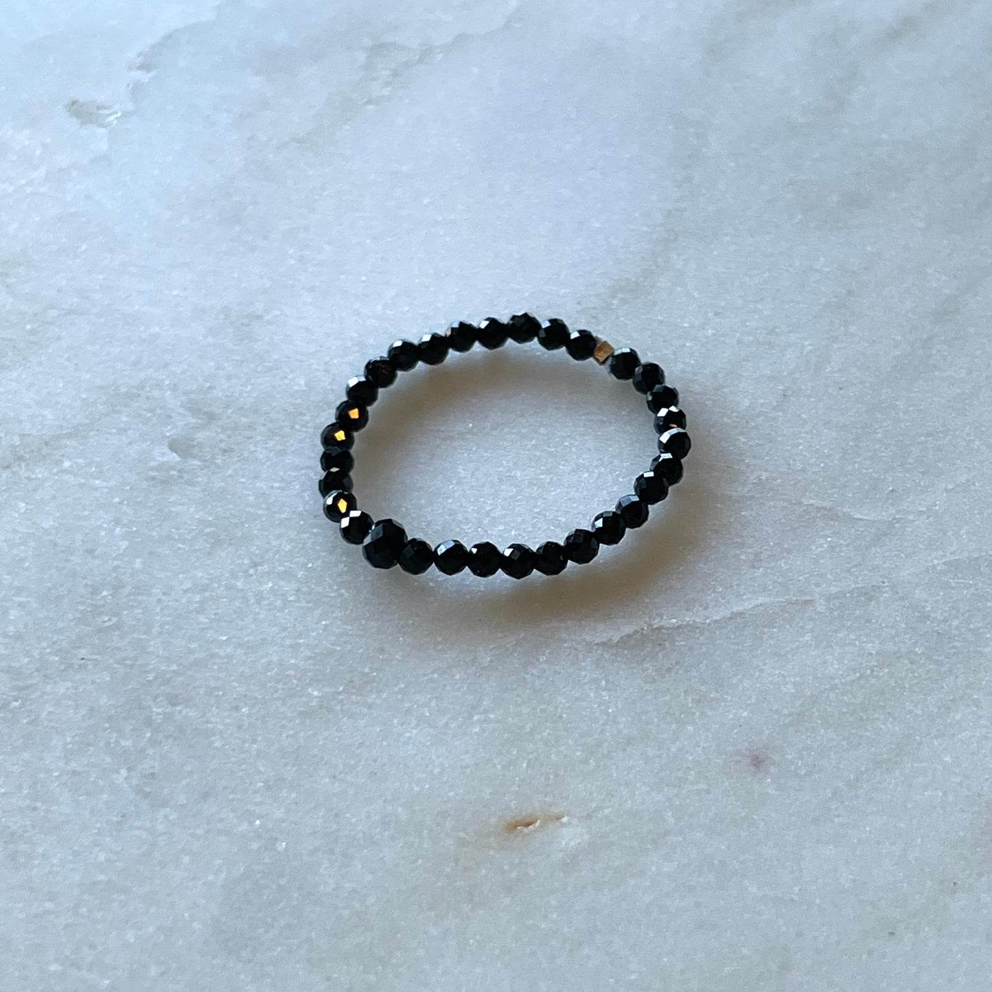 Black Spinel Gemstone Beaded Ring
