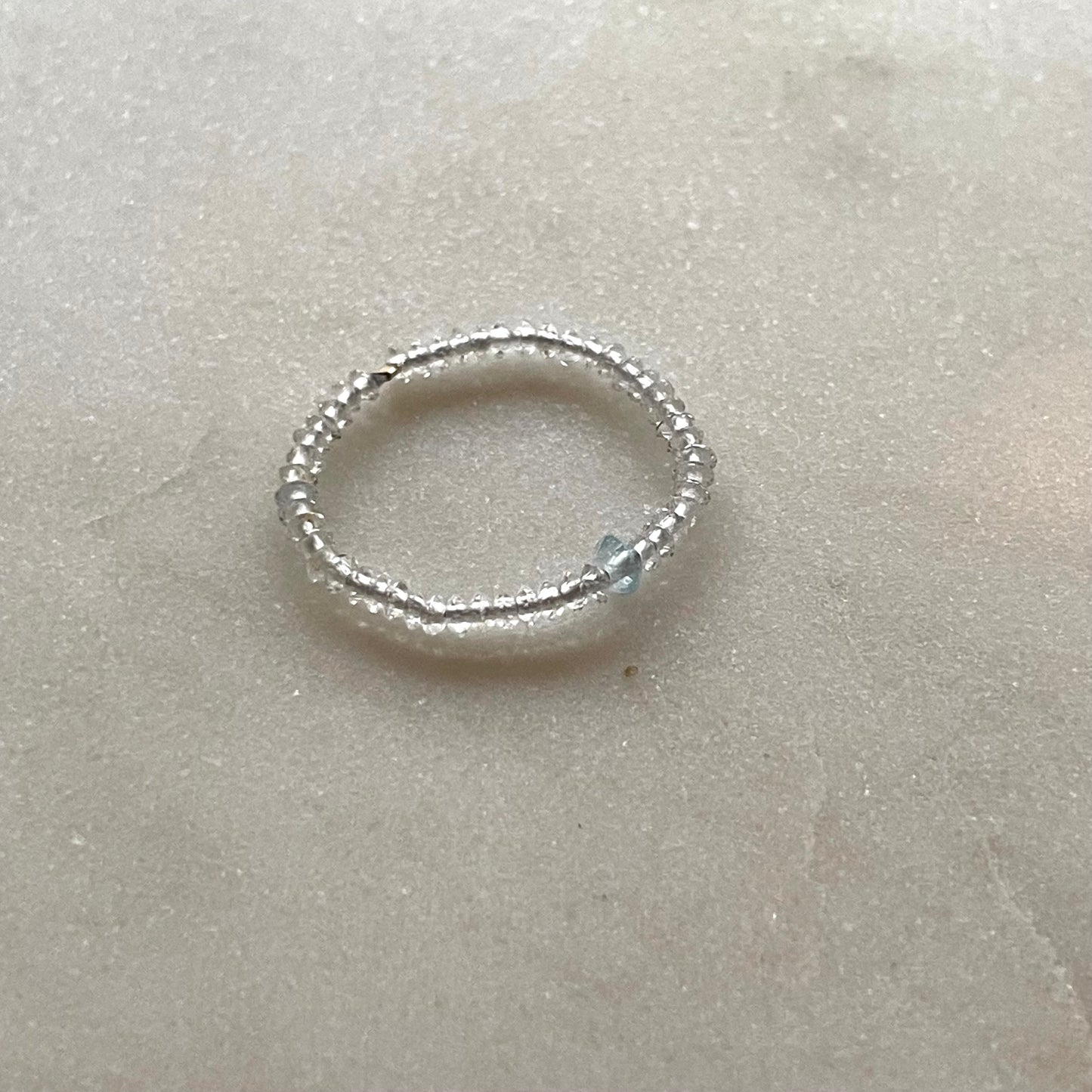 Aquamarine Gemstone Beaded Ring