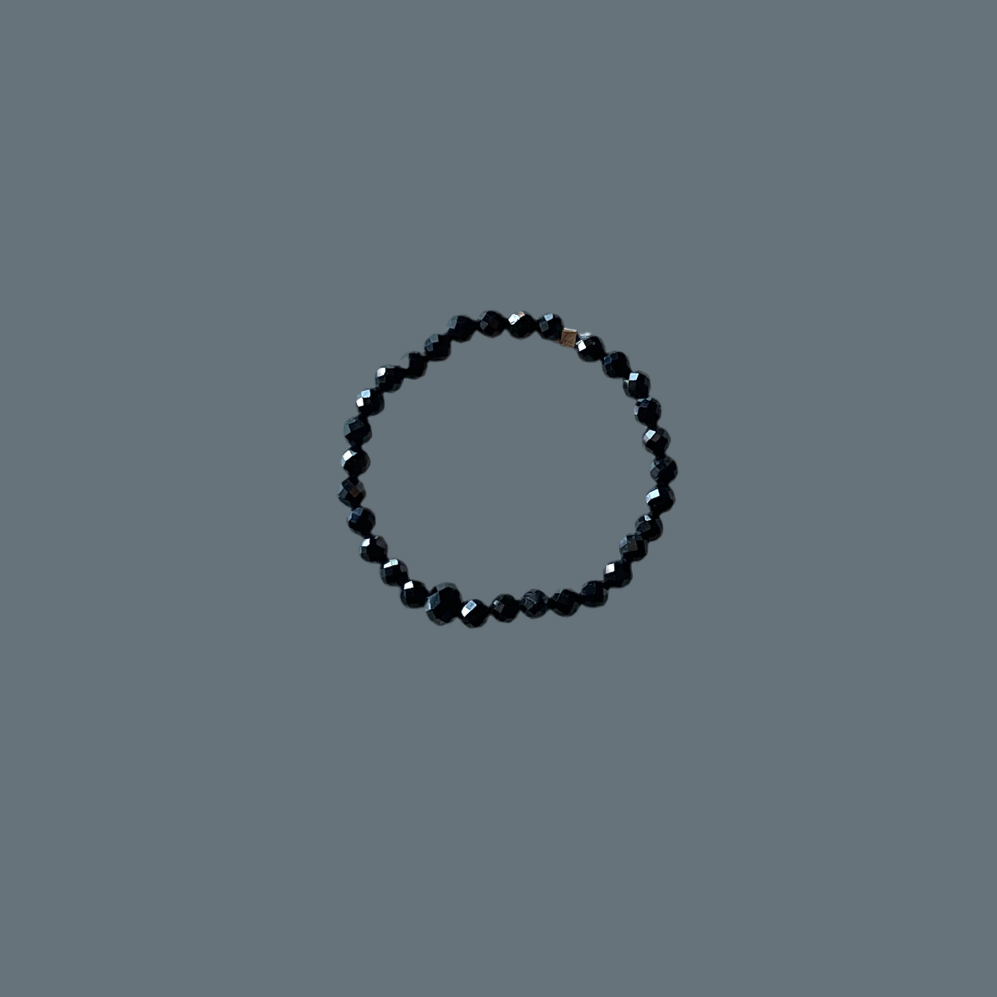 Black Spinel Gemstone Beaded Ring