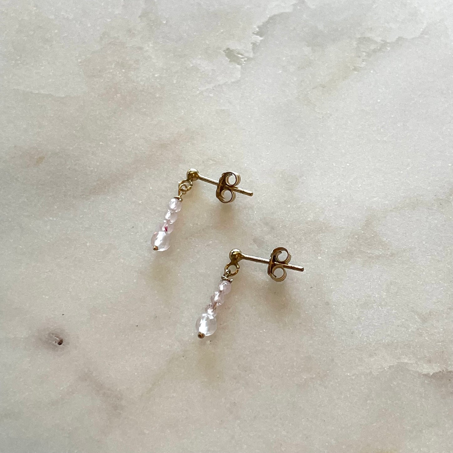 Rose Quartz Beaded Drop Earrings