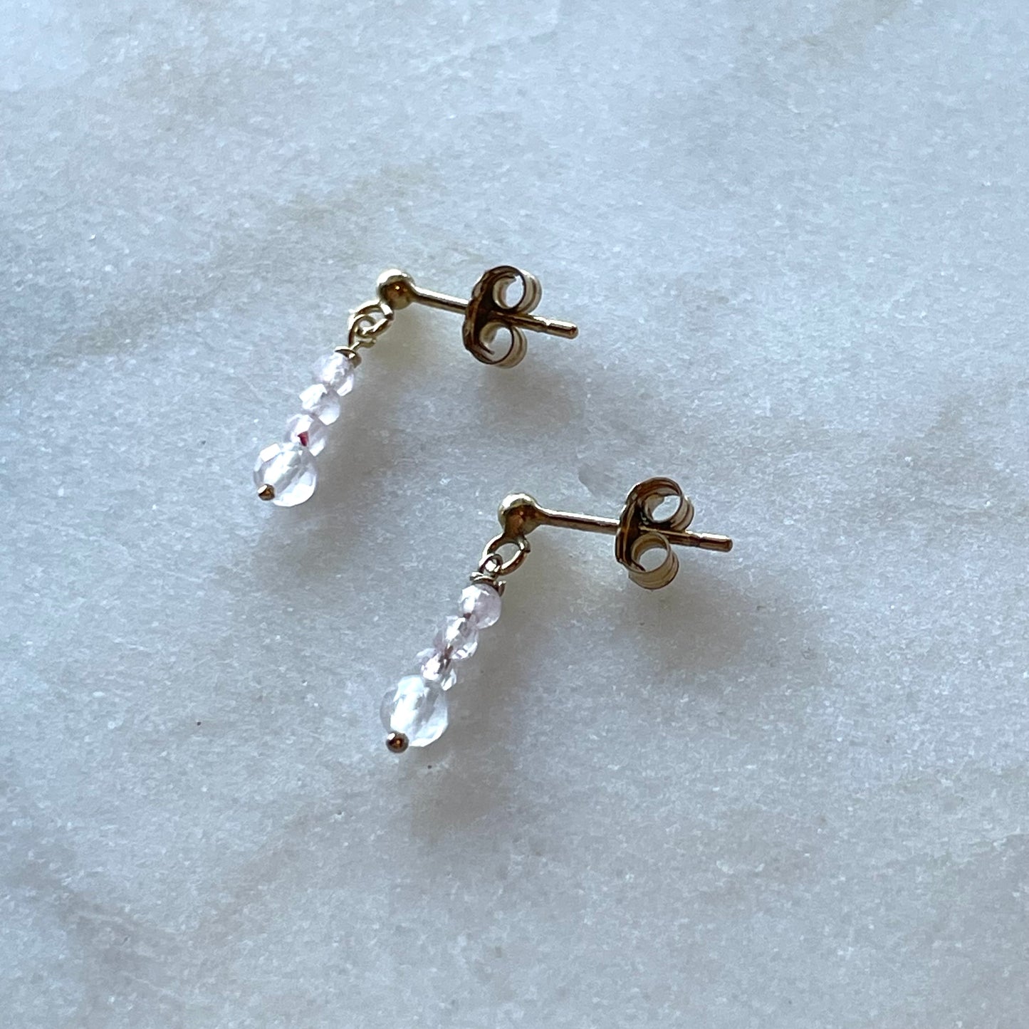 Rose Quartz Beaded Drop Earrings