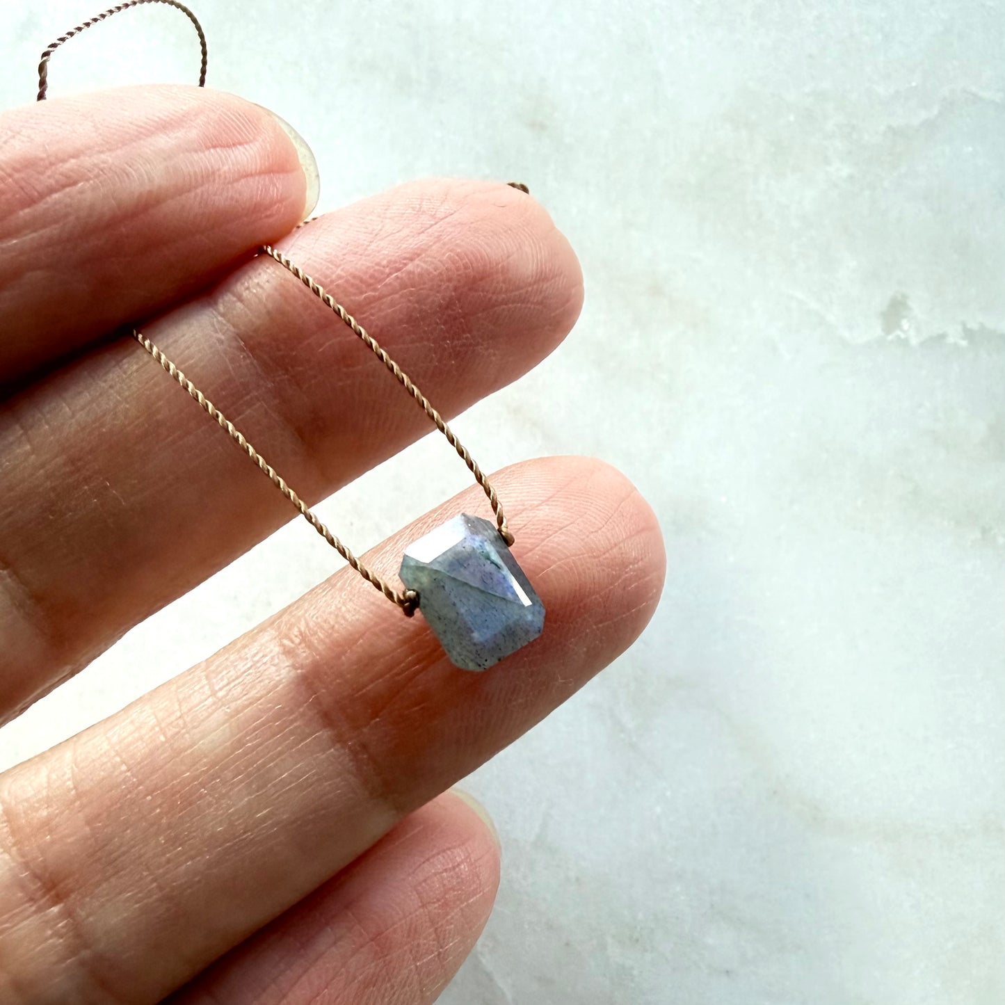 Labradorite Baguette Necklace- Intuition