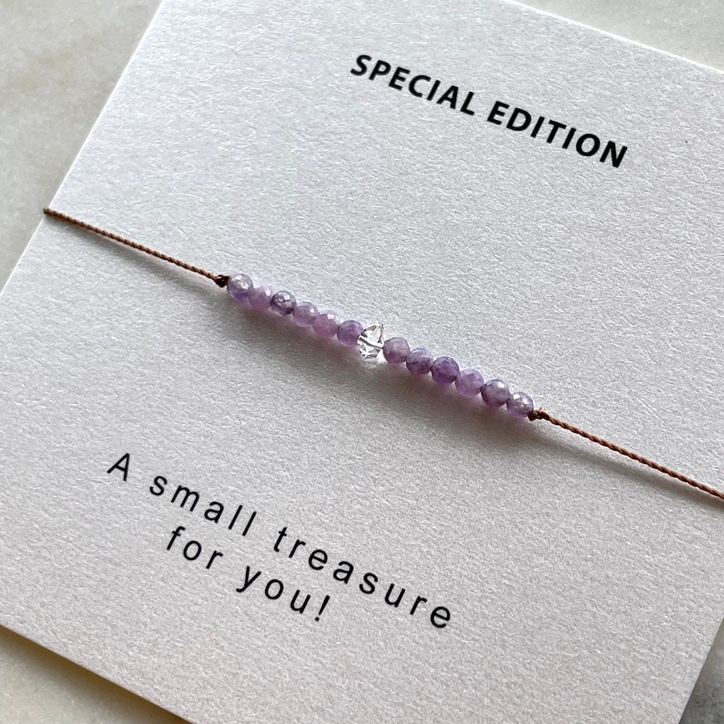 Lepidolite and Herkimer Diamond Bracelet - Special Edition, Collectable Jewelry for Intention
