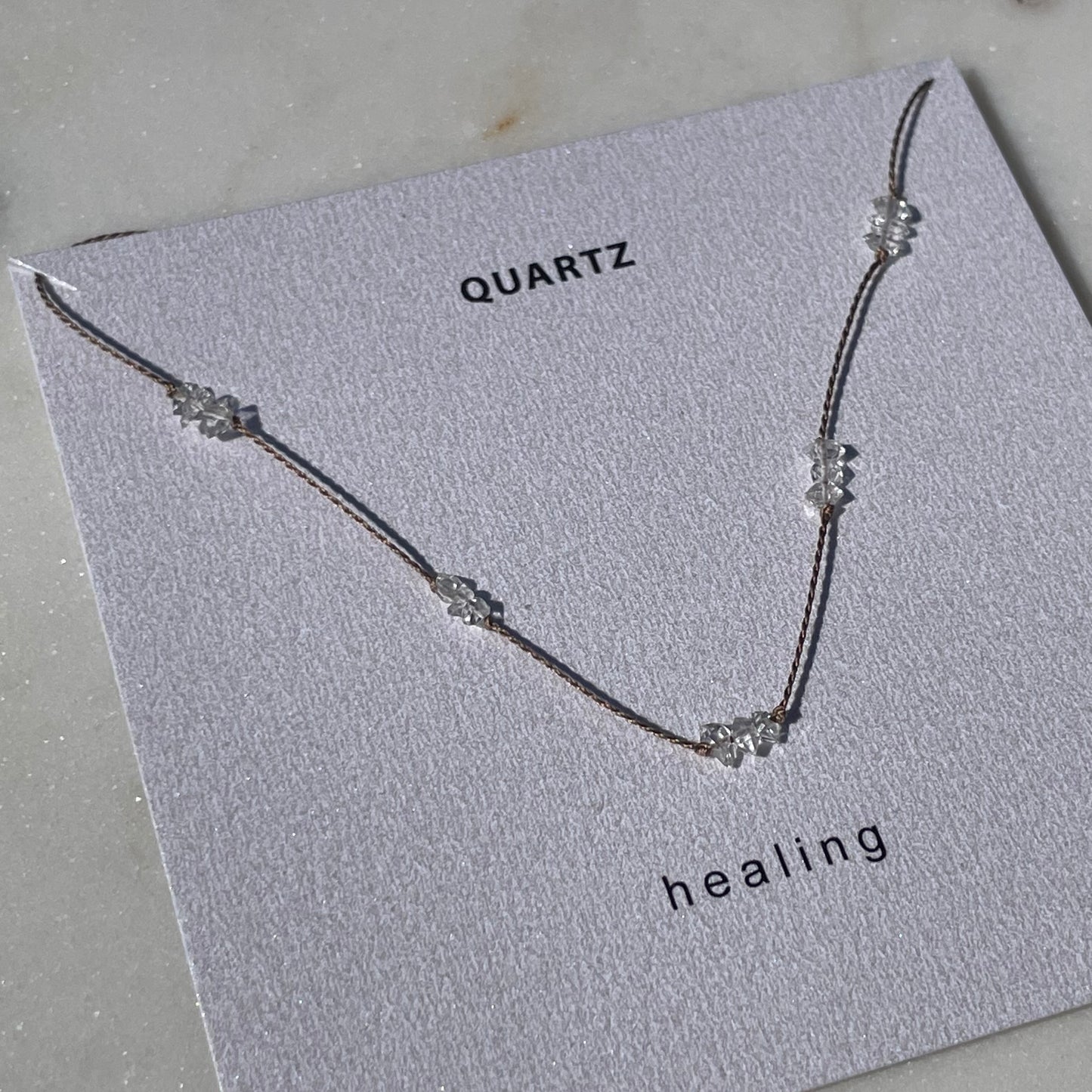 Herkimer Diamond Quartz Knotted Necklace- Healing Intention Necklace