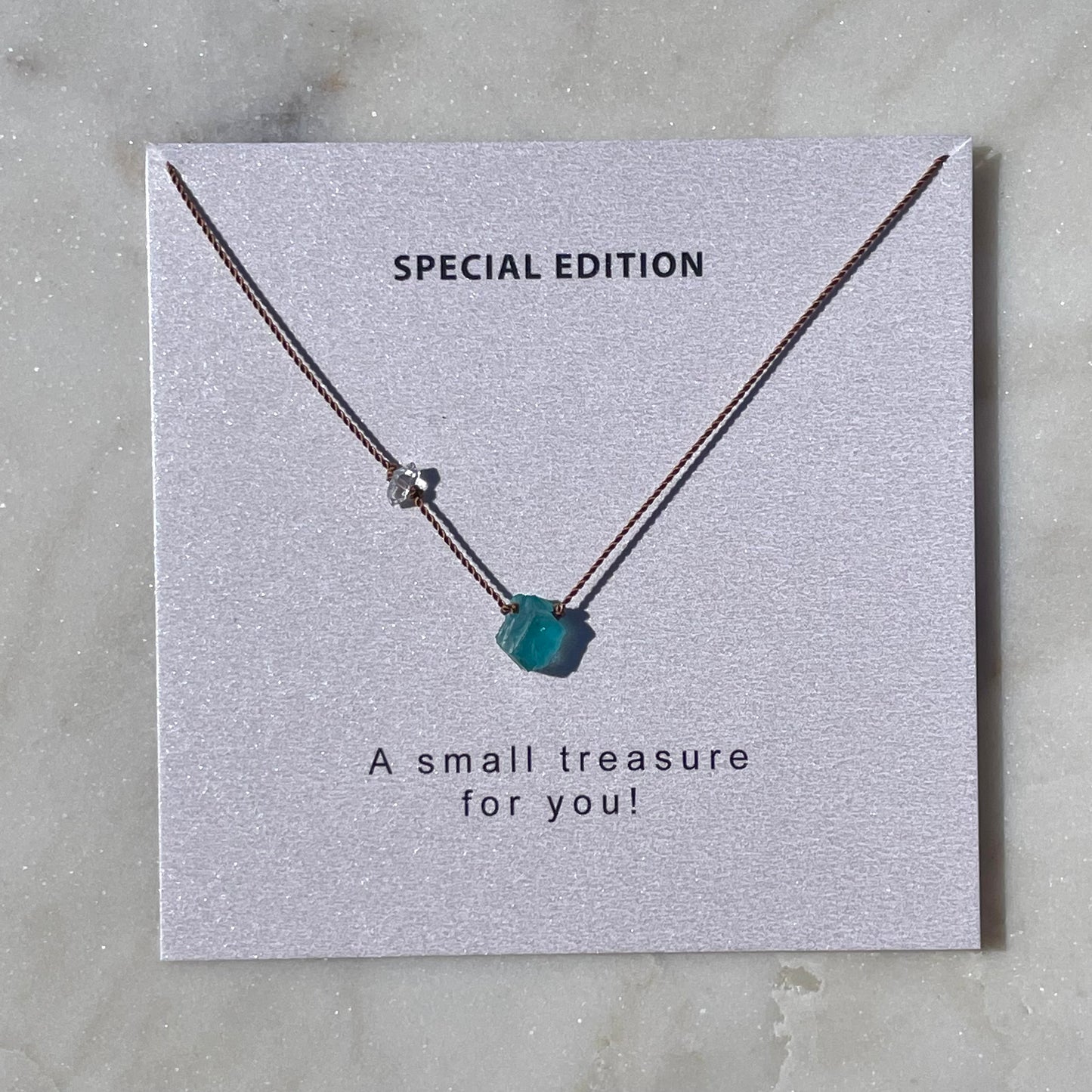 Raw Apatite with Herkimer Diamond Necklace - Special Edition Intention Necklace