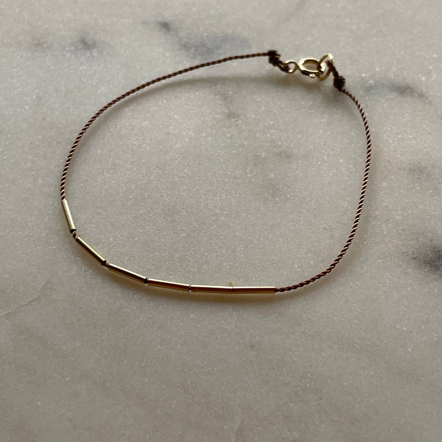 Delicate Gold Bar Beaded Bracelet