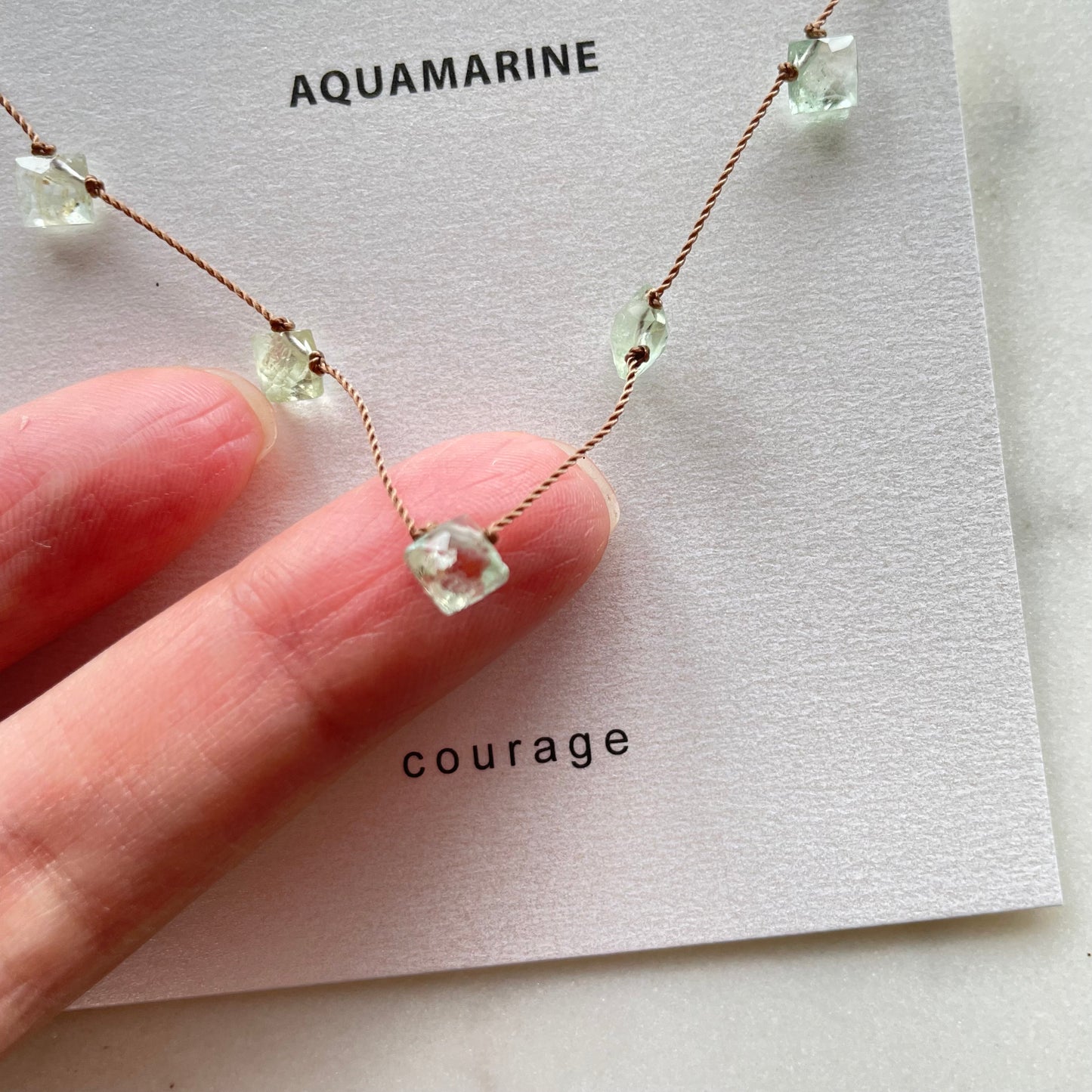Aquamarine 5 Stone Courage Necklace