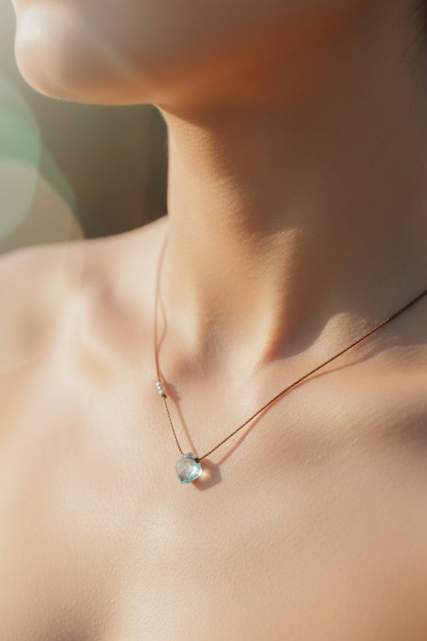 Aquamarine Necklace with Smaller Stone