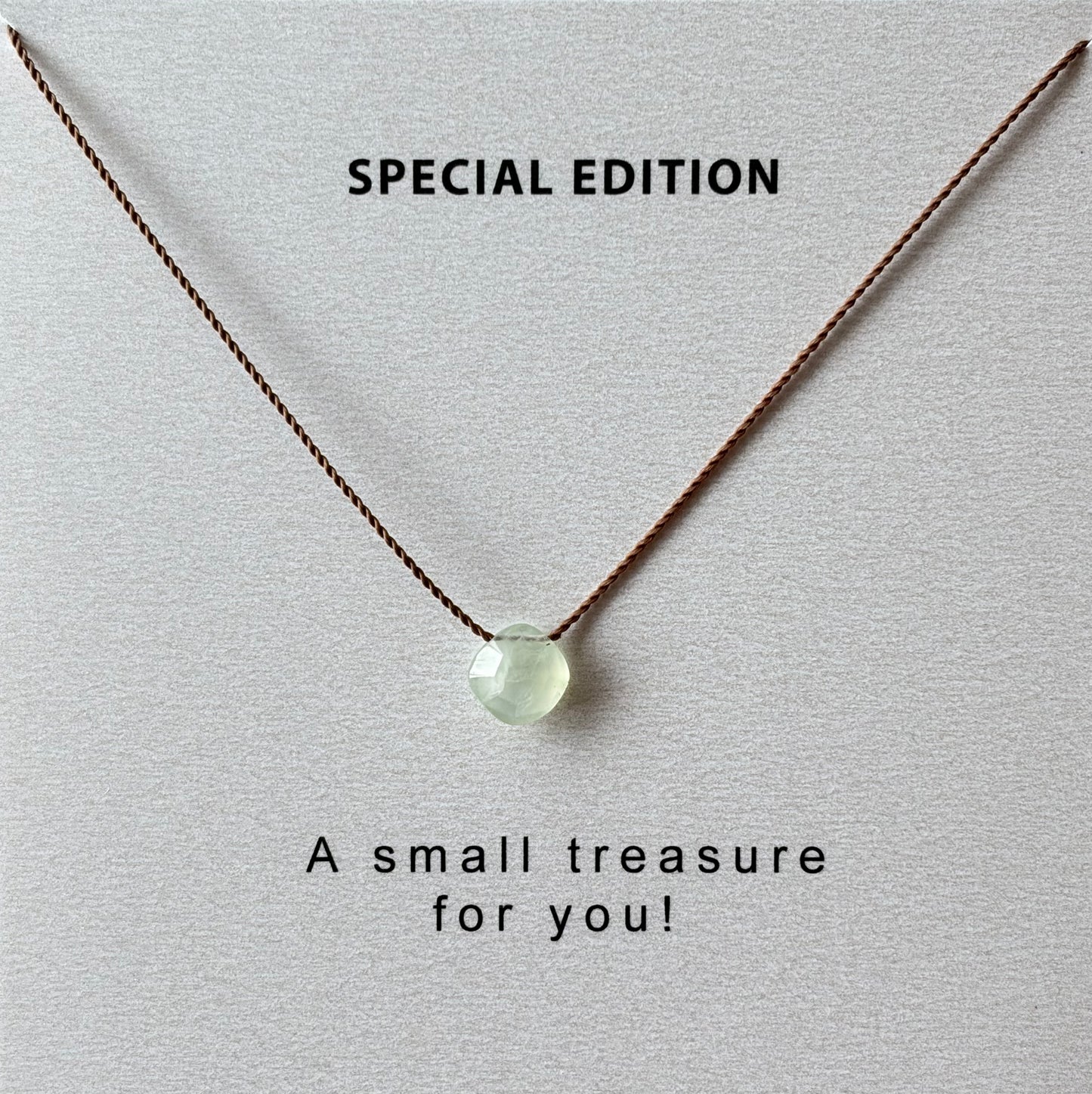 Prehnite Gemstone Necklace, Green Crystal Necklace, Delicate Yoga Necklace, Jewelry Gift for Her, Soulsilk Jewelry