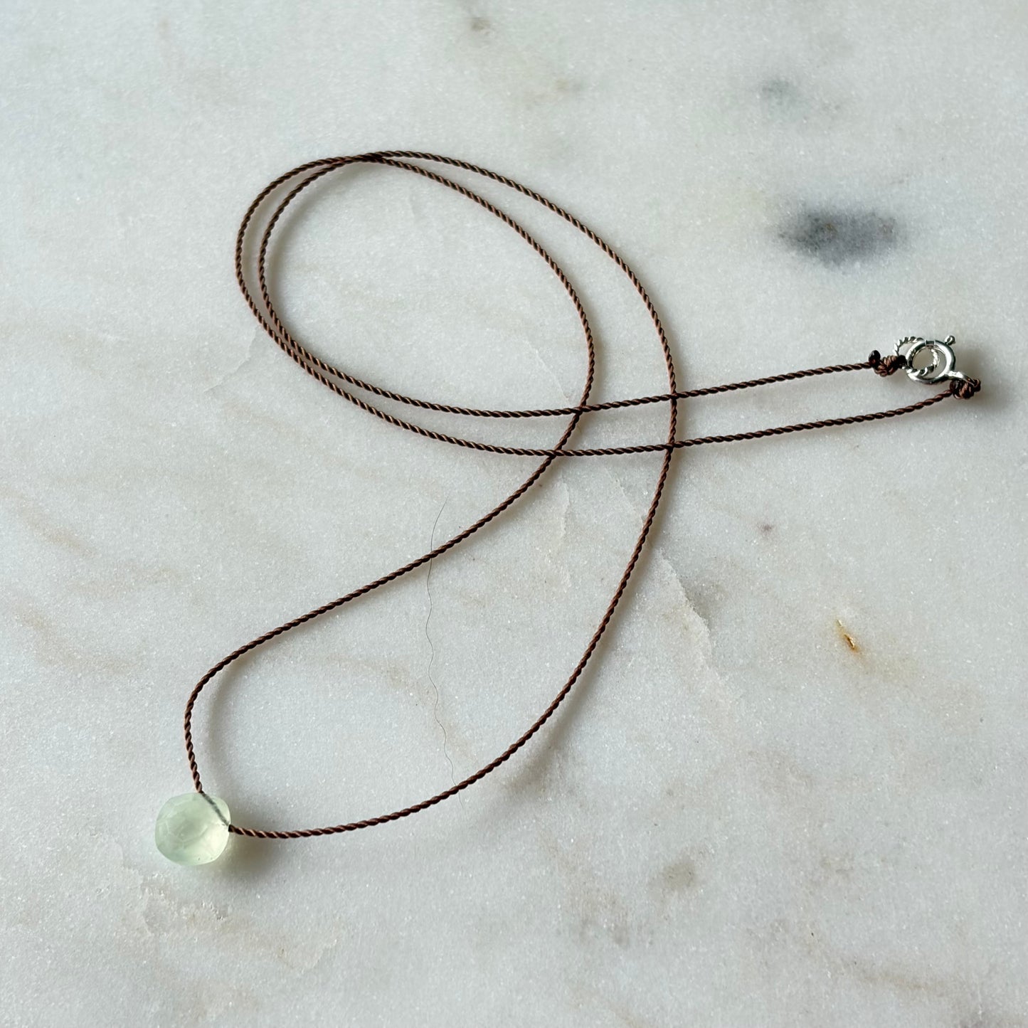 Prehnite Gemstone Necklace, Green Crystal Necklace, Delicate Yoga Necklace, Jewelry Gift for Her, Soulsilk Jewelry
