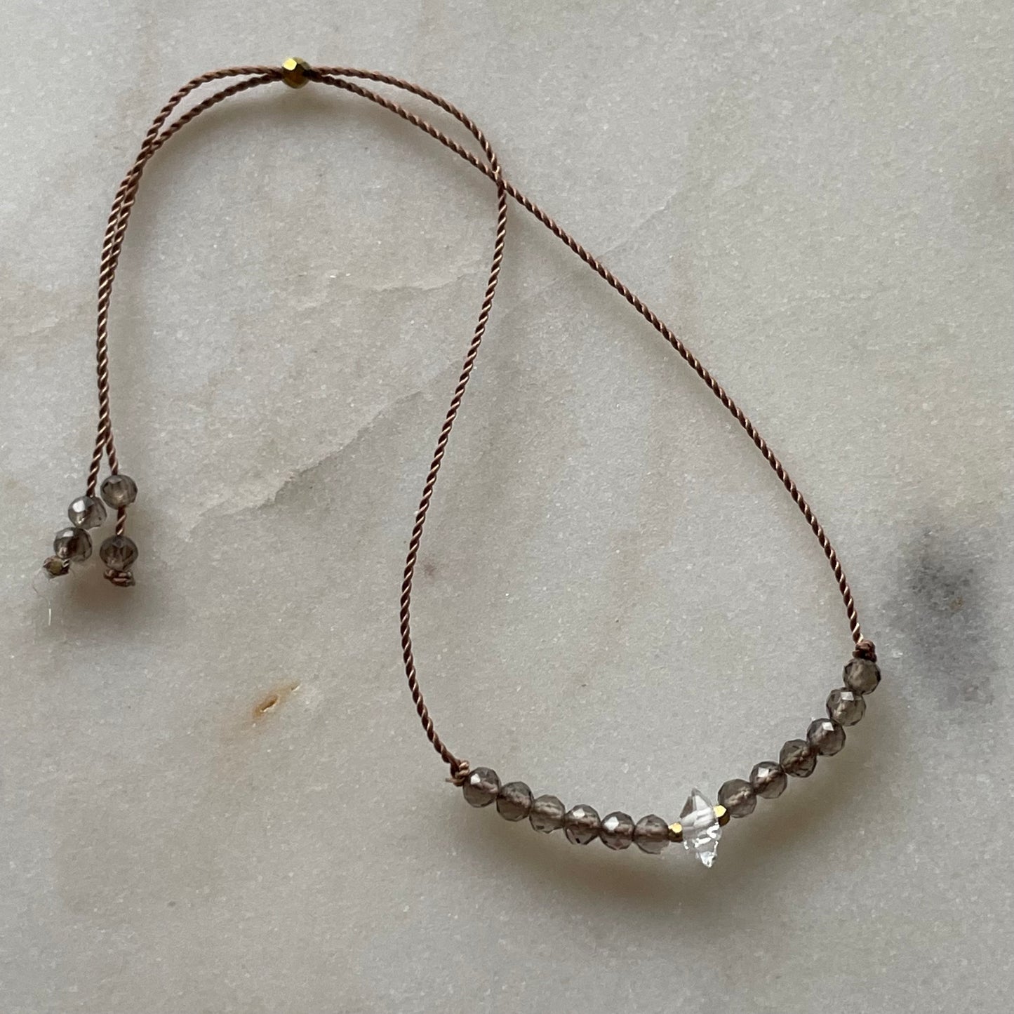 Smoky Quartz and Herkimer Diamond Bracelet- Healing