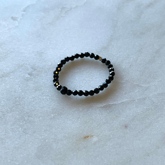 Black Spinel Gemstone Beaded Ring