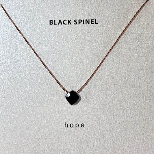 Black Spinel Hope Necklace, Minimalist Gemstone Necklace, Crystal Intention Necklace, Soulsilk