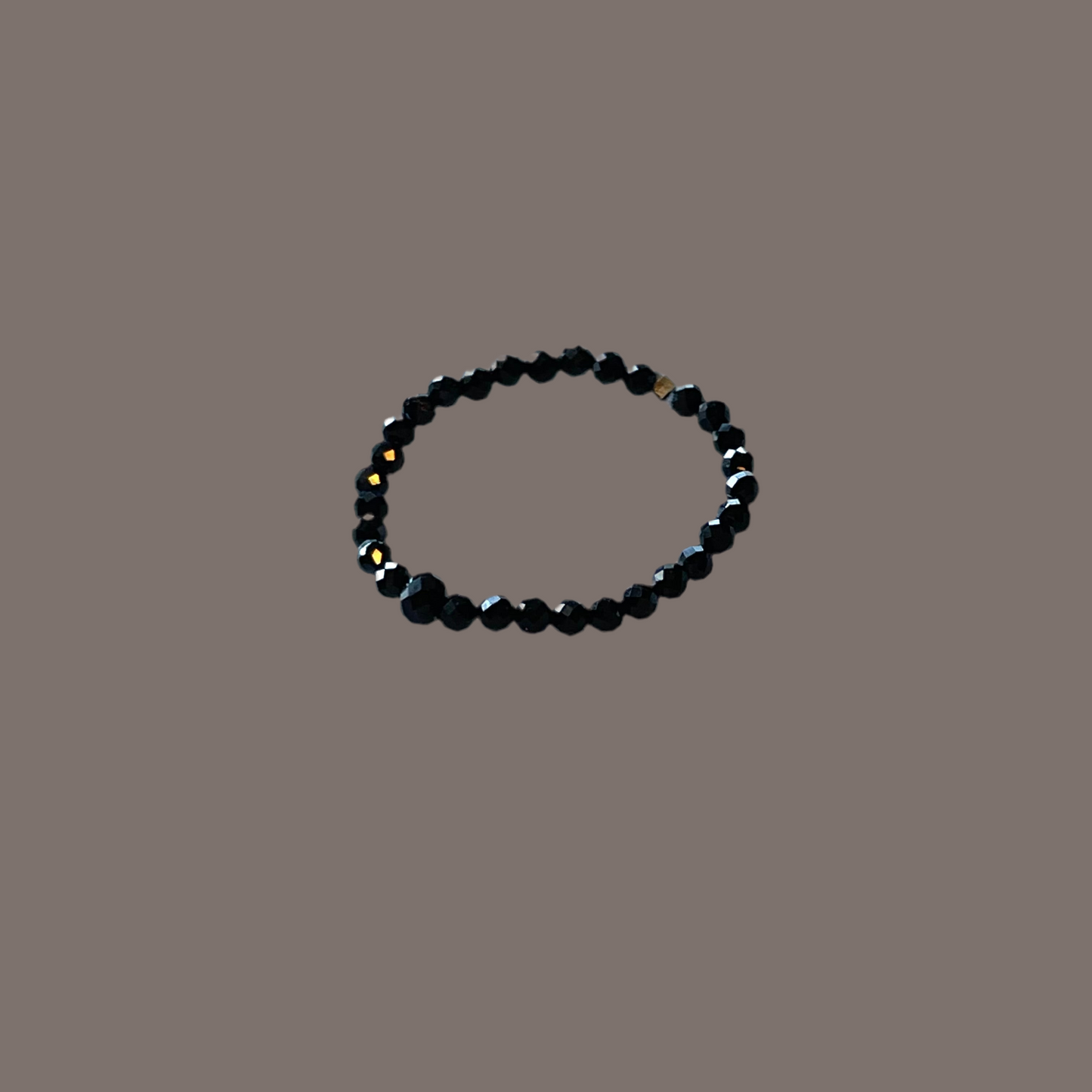 Black Spinel Gemstone Beaded Ring