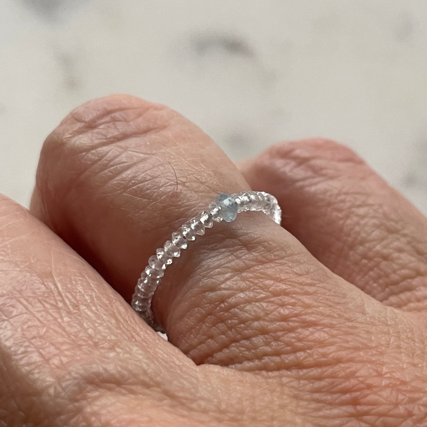 Aquamarine Gemstone Beaded Ring