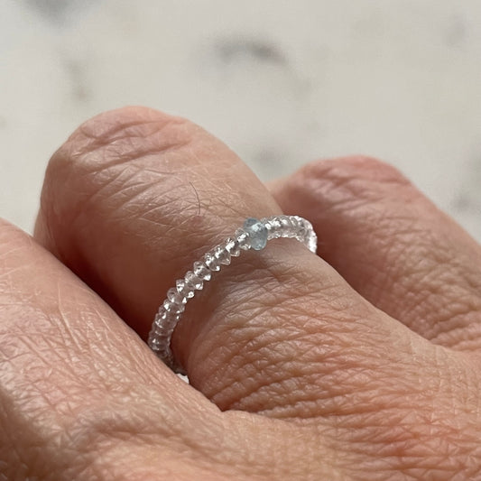 Aquamarine Gemstone Beaded Ring
