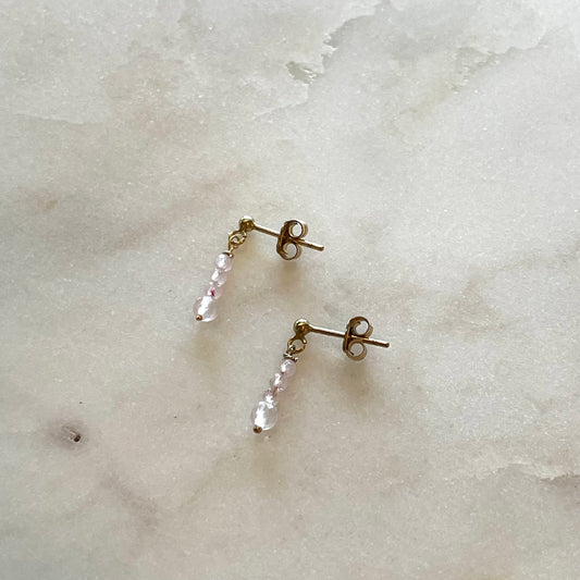Rose Quartz Beaded Drop Earrings