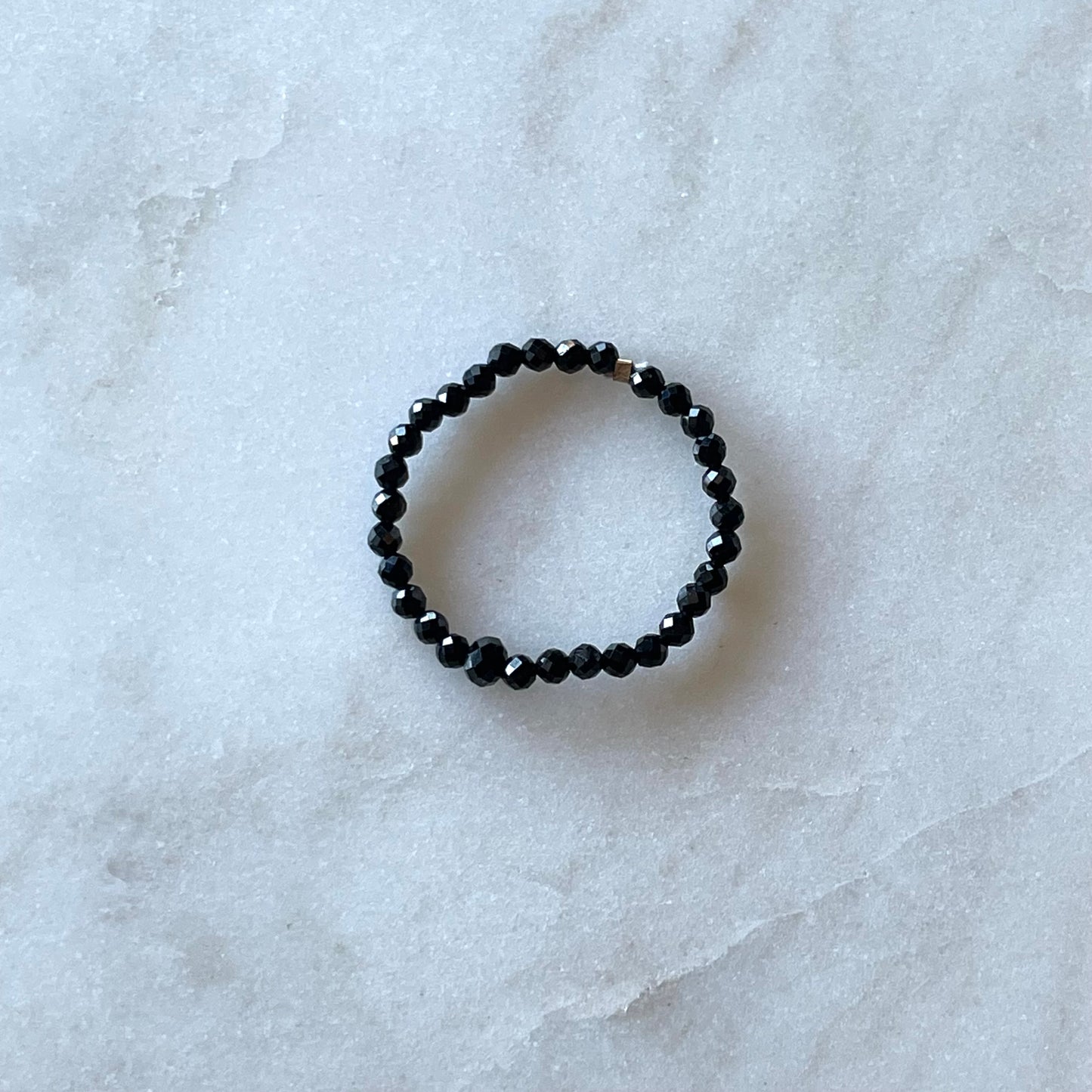 Black Spinel Gemstone Beaded Ring