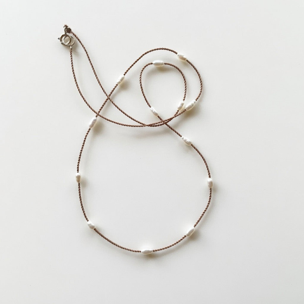 Floating Pearl Necklace, Freshwater Pearl Necklace on a cord, June Birthstone, Bridal Pearl Necklace