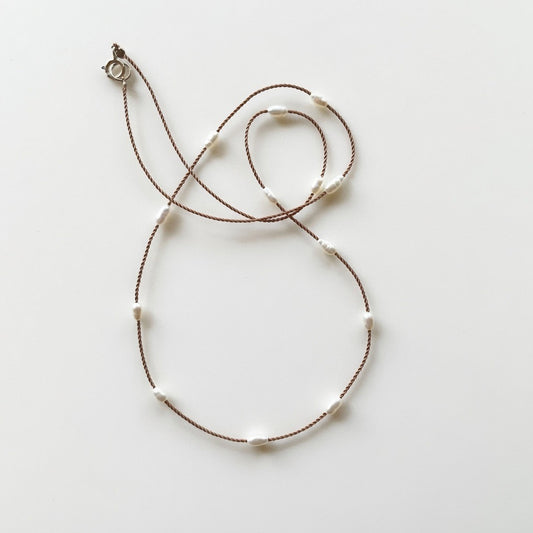 Floating Pearl Necklace, Freshwater Pearl Necklace on a cord, June Birthstone, Bridal Pearl Necklace