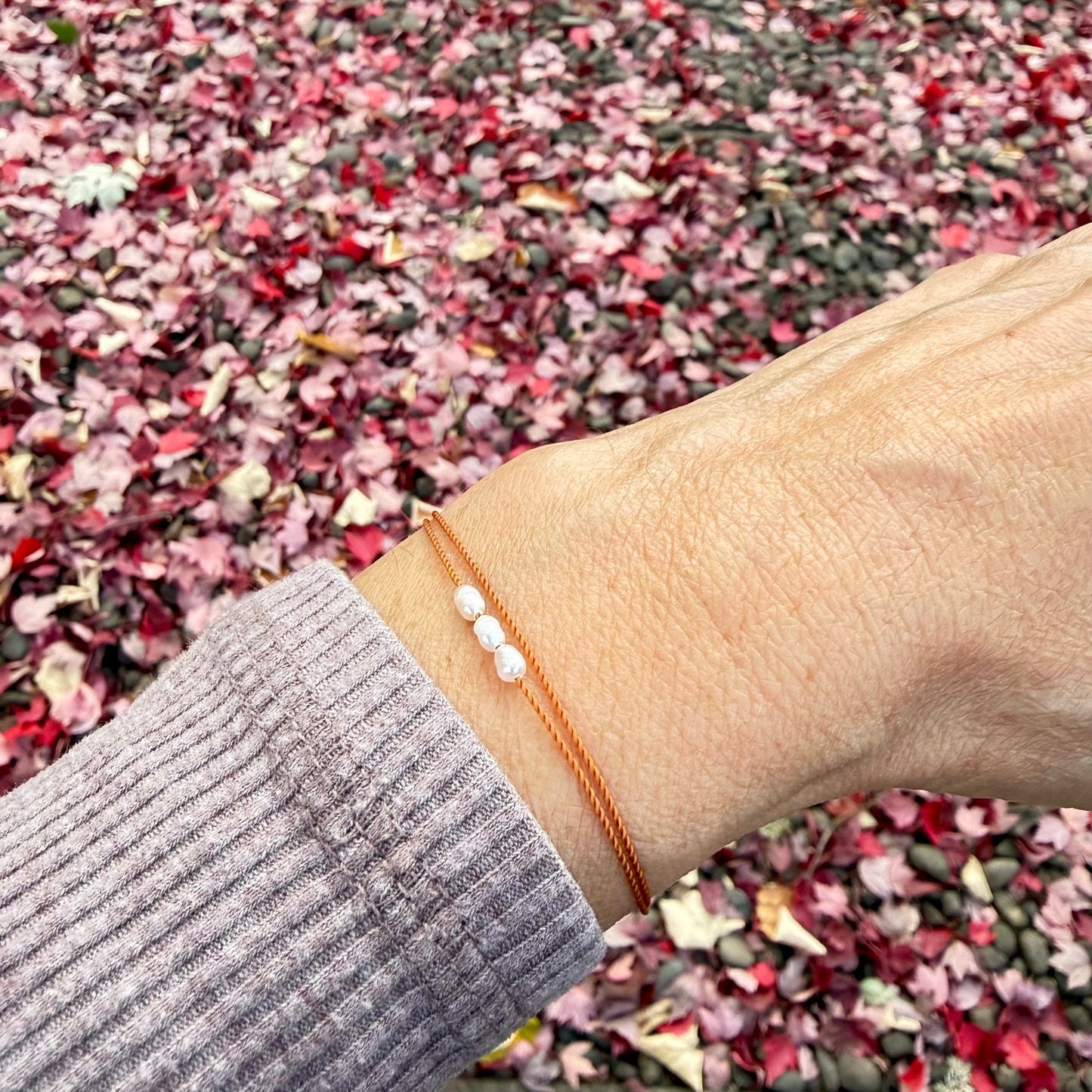 Pearl and Silk Wrap Bracelet