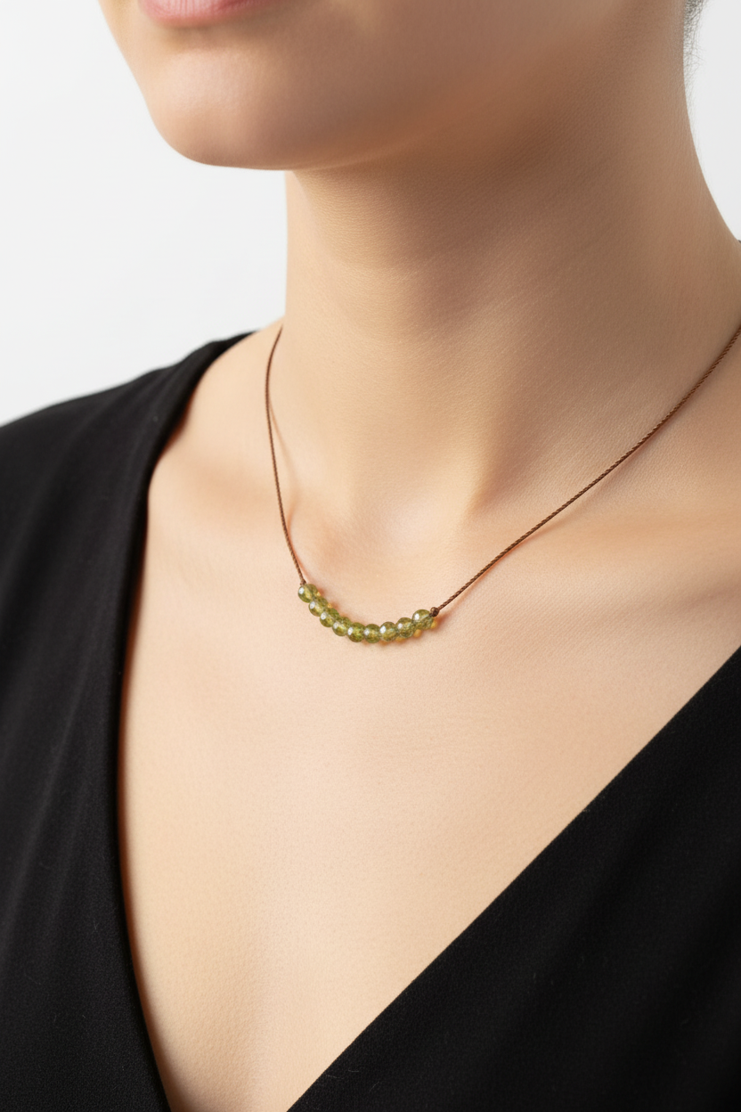 Peridot Renewal Necklace, August Birthstone Necklace, Green Gemstone Necklace for Her