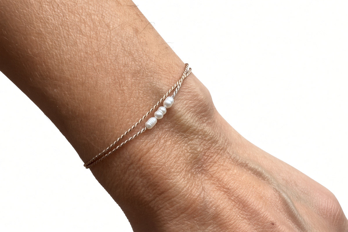 Pearl and Silk Wrap Bracelet