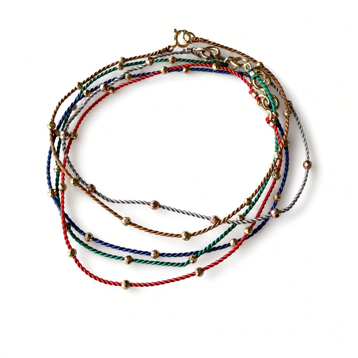 Floating Gold Beads Bracelet on Silk Cord