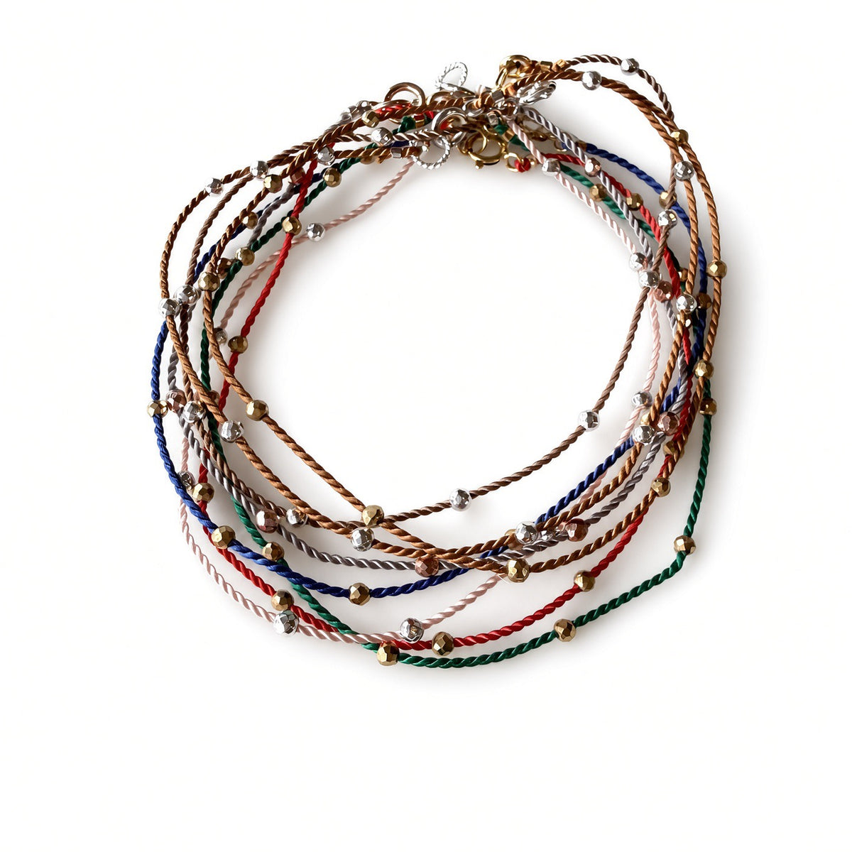 Floating Gold Beads Bracelet on Silk Cord