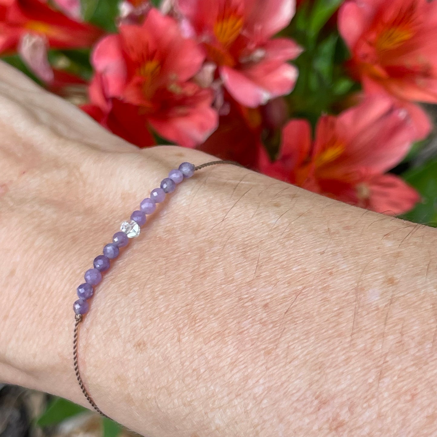 Lepidolite and Herkimer Diamond Bracelet - Special Edition, Collectable Jewelry for Intention