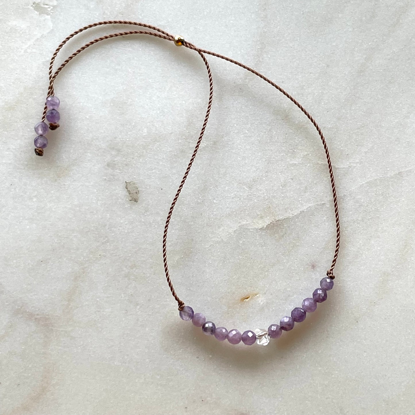Lepidolite and Herkimer Diamond Bracelet - Special Edition, Collectable Jewelry for Intention