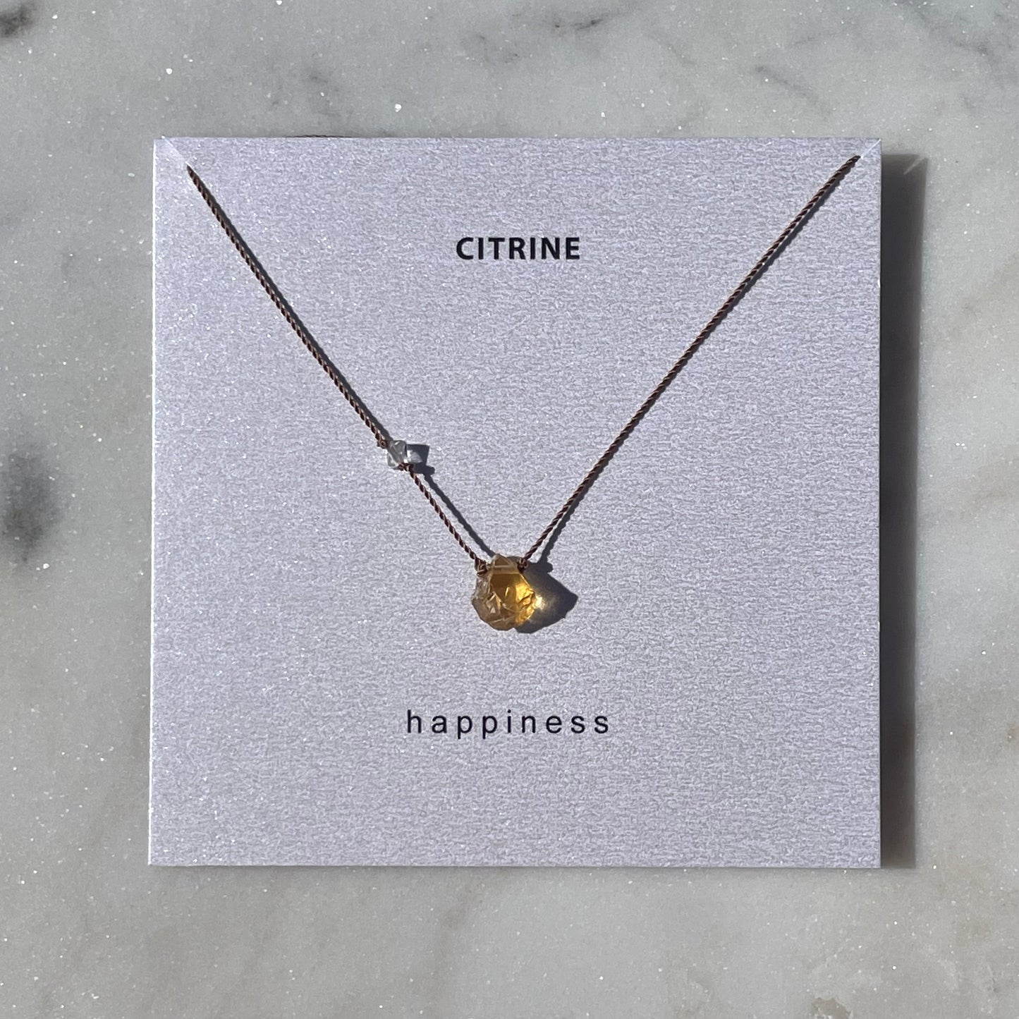 Raw Citrine with Herkimer Diamond Quartz Necklace- Happiness Intention Necklace, November Birthstone Necklace