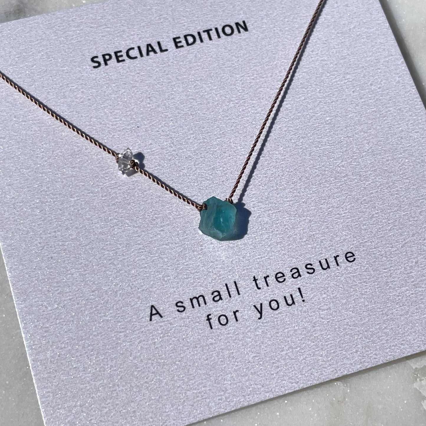 Raw Apatite with Herkimer Diamond Necklace - Special Edition Intention Necklace
