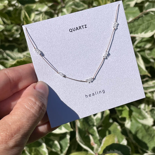 Herkimer Diamond Quartz Knotted Necklace- Healing Intention Necklace