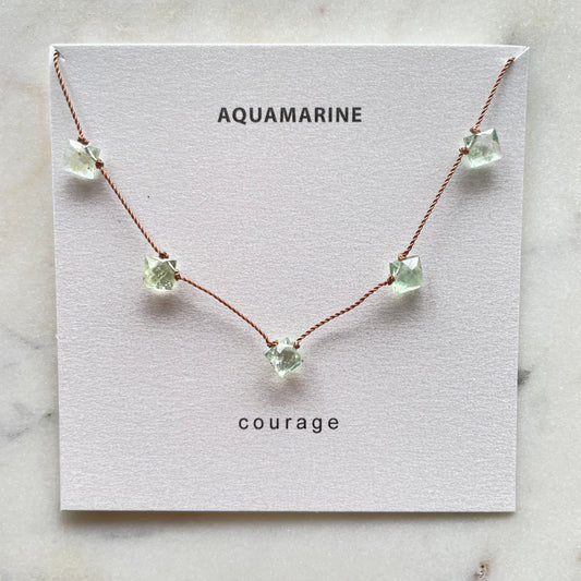 Aquamarine 5 Stone Courage Necklace