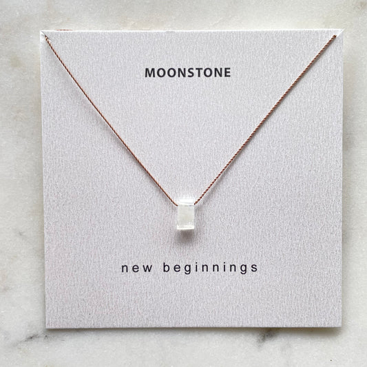 Rainbow Moonstone Baguette New Beginnings Necklace