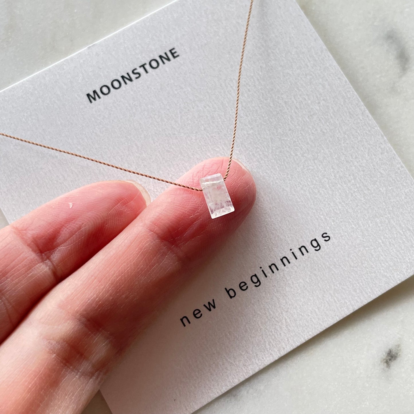 Rainbow Moonstone Baguette New Beginnings Necklace