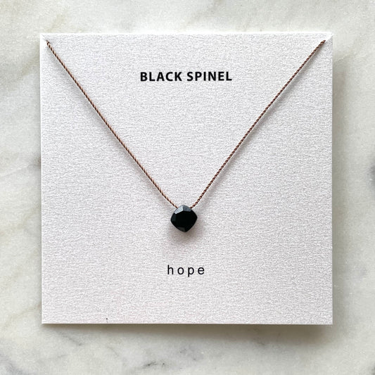 Black Spinel Hope Necklace, Minimalist Gemstone Necklace, Crystal Intention Necklace, Soulsilk