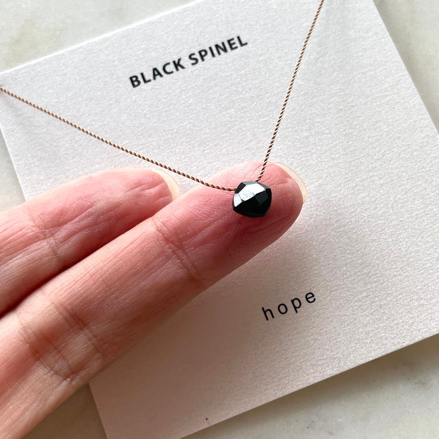 Black Spinel Hope Necklace, Minimalist Gemstone Necklace, Crystal Intention Necklace, Soulsilk
