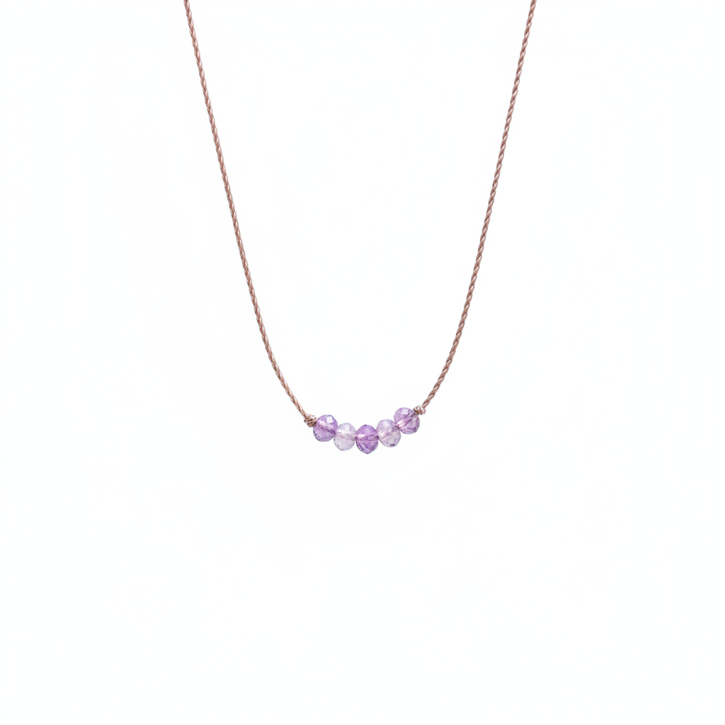 Amethyst Birthstone Necklace on Cord