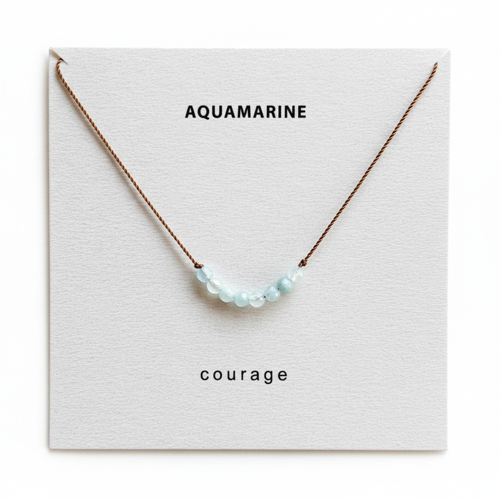 Aquamarine necklace white background no strings