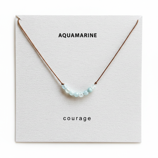 Aquamarine necklace white background no strings