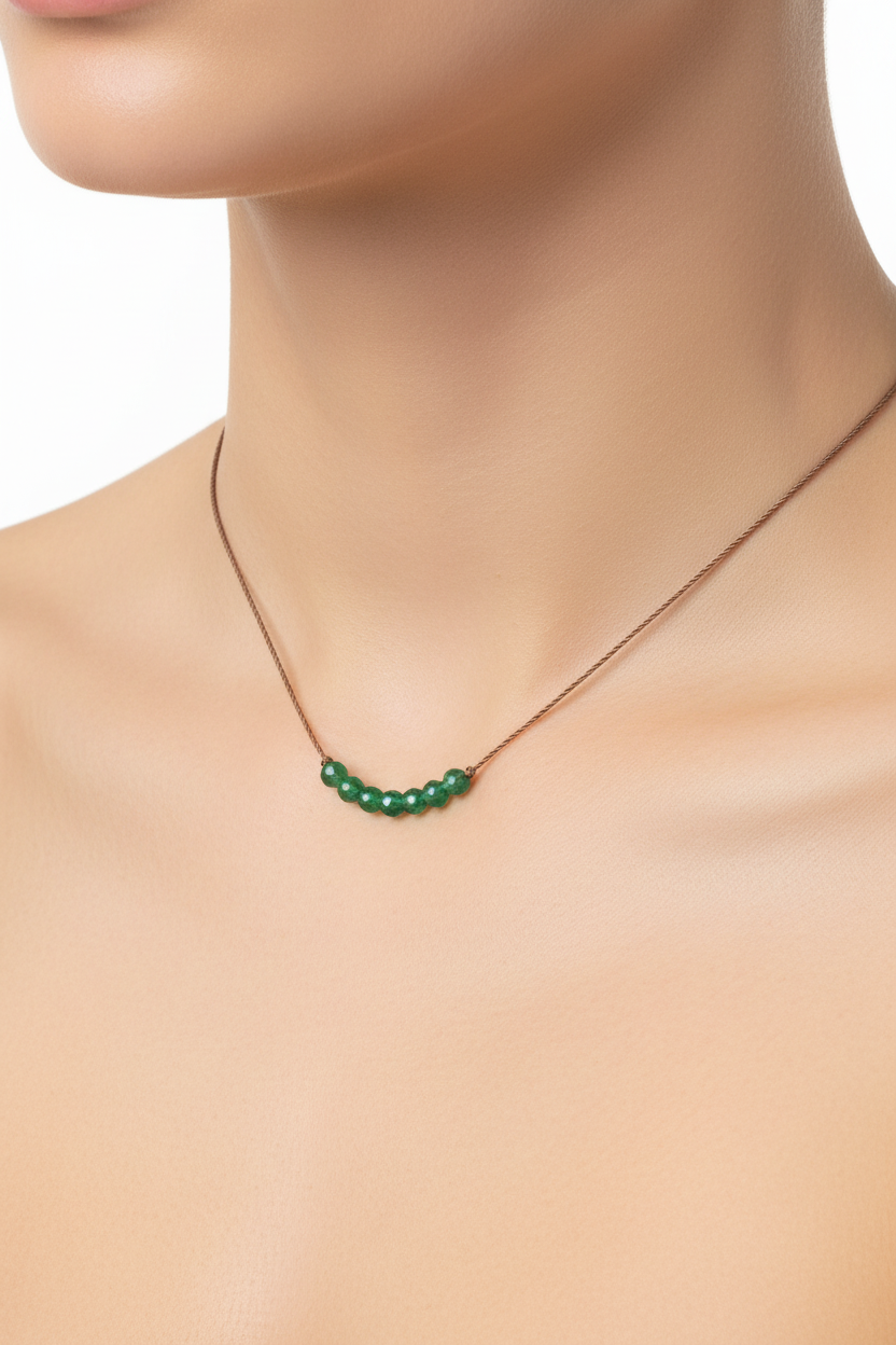 Green Onyx necklace on model