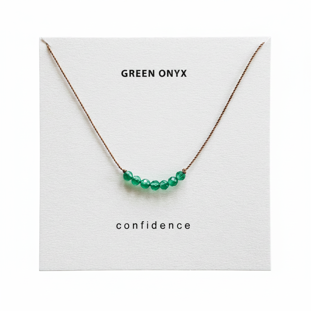 Green Onyx necklace on white background