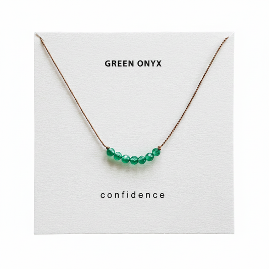 Green Onyx necklace on white background