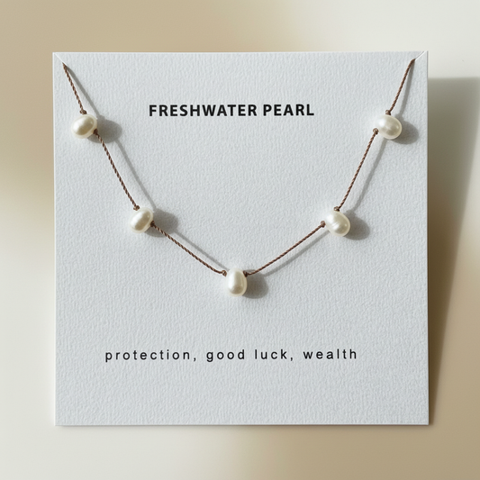 Freshwater Pearl Necklace - 5 Stone June Birthstone Jewelry | Soulsilk