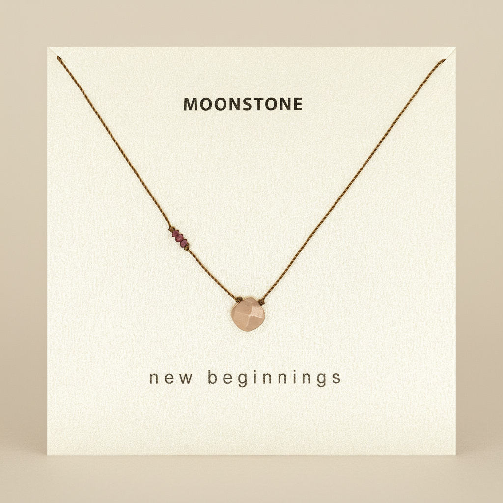 Peach Moonstone and Garnet Necklace - New Beginnings Gemstone Jewelry | Soulsilk